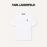 Karl Lagerfeld卡尔拉格斐轻奢老佛爷男装2024春夏款背部LOGO印花休闲 短袖T恤 白色 46
