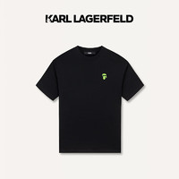 Karl Lagerfeld卡尔拉格斐轻奢老佛爷男装2024春夏款背部LOGO印花休闲 短袖T恤 黑色 48