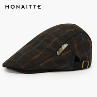 蒙奈特(MONAITTE)帽子男四季款时尚鸭舌帽户外骑车春秋复古贝雷帽潮牌前进帽女 深棕色 均码(53-60CM)