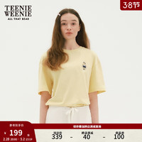 Teenie Weenie小熊女装2024宽松圆领短袖T恤马卡龙打底衫白色 黄色 165/M