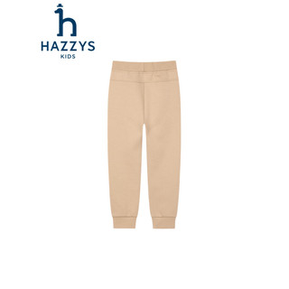 哈吉斯（HAZZYS）品牌童装男女童长裤冬弹力舒适简约时尚休闲百搭一体绒长裤 燕麦卡其 120