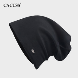 CACUSS 帽子男女士春秋薄款棉包头套头帽夏季空调睡觉保暖月子帽产后黑大 黑色大号（适合头围59-62CM）