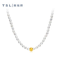 TSL 谢瑞麟 小确幸珍珠黄金项链猫眼金珠珍珠套链XK657