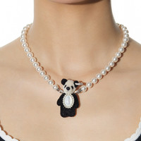 YVMIN 尤目 乐园系列 人造珍珠熊猫小珍珠长项链新款吊坠项链礼物
