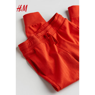 H&M童装男童裤子洋气时髦汗布户外运动慢跑裤休闲裤长裤0326885 亮红色 120/53