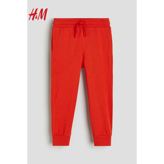 H&M童装男童裤子洋气时髦汗布户外运动慢跑裤休闲裤长裤0326885 亮红色 110/50