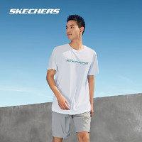 Skechers斯凯奇2024男女同款运动T恤轻盈针织圆领短袖衫宽松舒适 男款-亮白色/0019 S