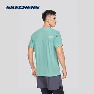 Skechers斯凯奇2024男女同款运动T恤轻盈针织圆领短袖衫宽松舒适 男款-芥末绿色/02UG S