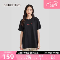 SKECHERS 斯凯奇 男女同款T恤L224U039 碳黑/0018 XS