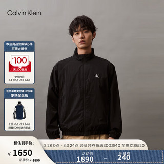 Calvin Klein Jeans24春夏男士户外休闲简约刺绣立领夹克外套J325905 BEH-太空黑 XXL