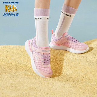 Skechers斯凯奇体训鞋男童运动鞋秋季轻便减震女跑步鞋儿童鞋302537L 女款-透气/粉红色/薰衣草色/PKLV 35