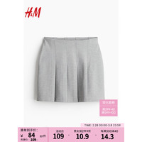 H&M2024春季女装褶裥半身裙1232897 混灰色 160/72A