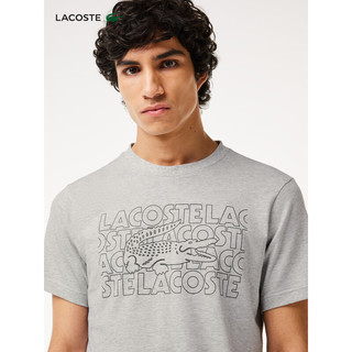 LACOSTE法国鳄鱼男装24春季字母图案圆领套头短袖T恤TH7505 CCA/银灰色 6 /185
