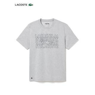 LACOSTE法国鳄鱼男装24春季字母图案圆领套头短袖T恤TH7505 CCA/银灰色 6 /185