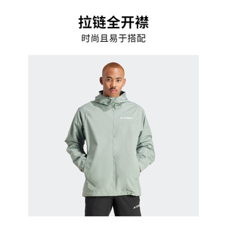 adidas抗风透湿防水户外运动连帽冲锋衣男阿迪达斯TERREX 银灰绿 A/3XL