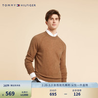 TOMMY HILFIGER【100%羊毛】男装简约合身打底羊毛衫针织毛衣02616 暖姜黄ADU M