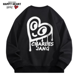 charlesjangshappyheart查尔斯桃心秋冬季学生宽松潮流logo刺绣印花