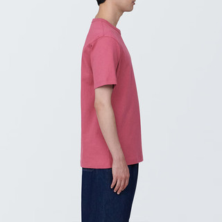 无印良品MUJI 男式 水洗 粗棉线 圆领短袖T恤 男士打底衫男款 AB1MFA4S 红色 XS (160/80A)