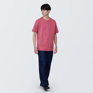 无印良品MUJI 男式 水洗 粗棉线 圆领短袖T恤 男士打底衫男款 AB1MFA4S 红色 XL (180/104A)