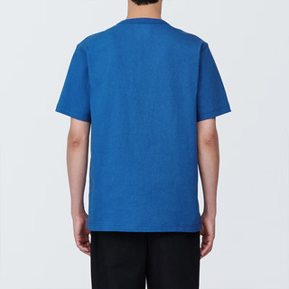 无印良品MUJI 男式 水洗 粗棉线 圆领短袖T恤 男士打底衫男款 AB1MFA4S 蓝色 XL (180/104A)
