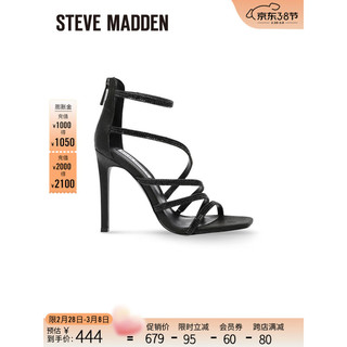 史蒂夫·马登 STEVE MADDEN/思美登2024春夏细跟一字带罗马高跟凉鞋女 CAVIAR 黑色 35