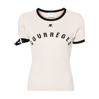 courreges 女士标志性印花扣环设计半袖T恤