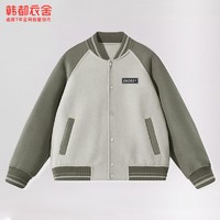 HSTYLE 韩都衣舍 春季新款时尚男士麂皮绒插色夹克宽松百搭休闲情侣棒球服