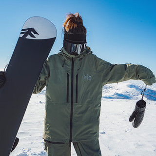 AWKA 防水单板滑雪服女冬季男士保暖国潮外套专业防风工装上衣 军绿色 XL
