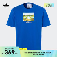 adidas印花宽松运动上衣短袖T恤男装春季阿迪达斯三叶草 蓝 XS