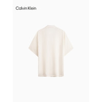 Calvin Klein内衣24春夏女士简约贴袋纯色纽扣翻领短袖家居睡衣QS7113 F32-玛瑙白 L