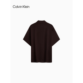Calvin Klein内衣24春夏女士简约贴袋纯色纽扣翻领短袖家居睡衣QS7113 LGV-深棕 S