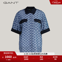 GANT甘特2024春季女士印花桑蚕丝短袖衬衫|4300329 464蓝色 40
