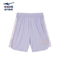 鸿星尔克（ERKE）童装女中大童短袖儿童夏季运动五分裤浅粉紫170