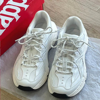 Kappa卡帕老爹鞋女2024春季厚底小白鞋透气爆款休闲百搭鞋子 榆树绿开心果黄【加绒款】 44