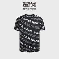 VERSACE 范思哲 Jeans Couture男装24春夏男士LOGO满印短袖T恤 黑色 XXL XXL(190/104B)