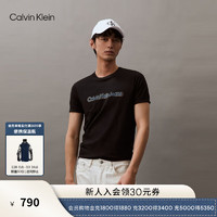 Calvin Klein Jeans24春夏男士层叠反光印花修身打底短袖T恤J325512 BEH-太空黑 S