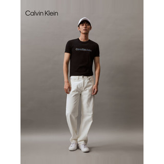 Calvin Klein Jeans24春夏男士层叠反光印花修身打底短袖T恤J325512 BEH-太空黑 L