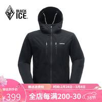 BLACKICE 黑冰 户外男款防风防泼四面弹力连帽软壳上衣 黑色 M