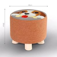 百裕达小凳子家用时尚创意圆凳沙发凳实木矮凳客厅布艺墩子换鞋凳小板凳 可爱狗-25高(单只装)