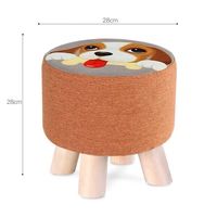 百裕达小凳子家用时尚创意圆凳沙发凳实木矮凳客厅布艺墩子换鞋凳小板凳 可爱狗-28高(单只装)