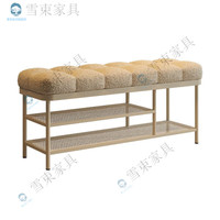 雪束长条换鞋凳家用门口鞋架可坐试衣间穿鞋凳奶油风入户鞋柜坐凳一体 米白换鞋凳(双层120)羊羔绒