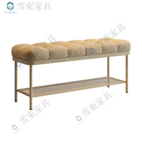 雪束长条换鞋凳家用门口鞋架可坐试衣间穿鞋凳奶油风入户鞋柜坐凳一体 米白换鞋凳(单层140)羊羔绒