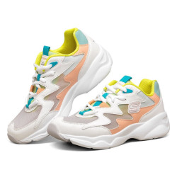 skechers斯凯奇老爹鞋女厚底熊猫鞋网面透气896005wmlt35