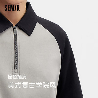 森马（Semir）POLO衫男2024夏复古学院风半开襟短袖上衣时尚撞色插肩袖 黑色调00399 180/96A/XL