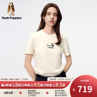 Hush Puppies暇步士女装2024春季天丝混纺简约垂坠感抑菌T恤 528奶白色 S