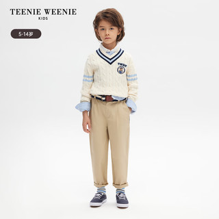 Teenie Weenie Kids小熊童装24早春男童松紧腰复古梭织休闲裤 米色 120cm