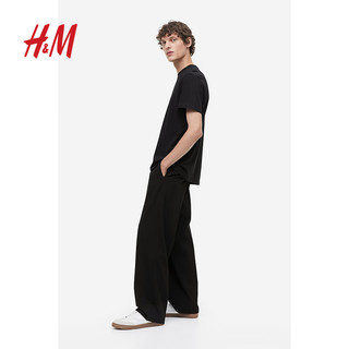 H&M 浅灰格雷系男装T恤夏季简约圆领短袖纯棉上衣