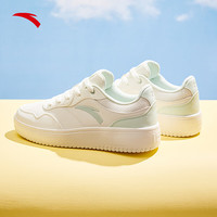 ANTA安踏小白鞋板鞋女鞋2024春季厚底休闲鞋增高复古百搭运动鞋子 象牙白/氧气绿-2 36.5