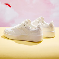 ANTA安踏小白鞋板鞋女鞋2024春季厚底休闲鞋增高复古百搭运动鞋子 象牙白-4 38.5