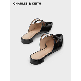 CHARLES&KEITH24春复古包头镂空尖头低跟半拖鞋SL1-71790027 Black Box黑色 41